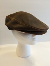 VTG Brown Leather Made In The USA Newsboy Cabbie Hat Size Small