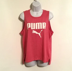 Puma Muscle Tank 587854 07 Shocking Pink Heather White Logo Womens Size M New - Picture 1 of 4