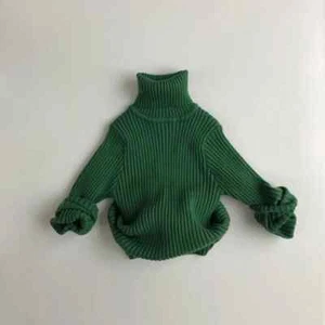 Kids Sweaters Solid Girls Sweater Brief Boys Pullover Turtleneck Knitwear - Picture 1 of 33