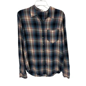 MAURICES Damen Hemd mit Knöpfen Gr. Medium mehrfarbig kariert Stretch Tasche - Bild 1 von 9