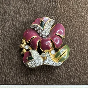 Coro 40er Jahre Vintage Duette emailliert Blumenclip bunt Strass - Bild 1 von 8