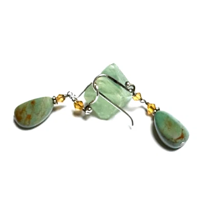 SILPADA 耳环 绿松石 纯银 W1290 吊坠 V.GOOD COND — 第 1/4 张图片