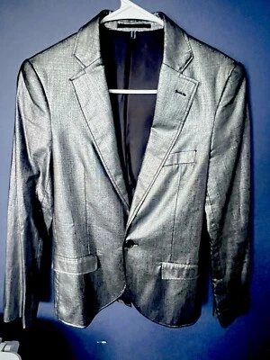 TOPMAN 男式西装外套钢金属夹克,尺寸 34 — 第 1/4 张图片