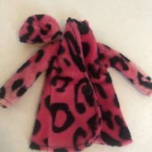 Beautiful Barbie Doll Handmade Coat, Hat Pink Animal Print Leopard OOAK - Picture 1 of 8