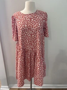 NWT Wonder Nation Coral Spotted Dress Short Sleeve Sz XXL Asymmetrical Cute New - Picture 1 of 6