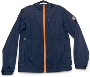 Roark Savage Windbreaker Jacket Mens M Navy Blue Orange Full Zip Hooded Outdoor - Picture 1 of 15