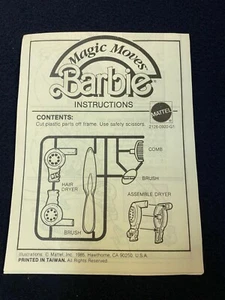 ORIGINAL MAGIC MOVES BARBIE  INSTRUCTIONS INSERT MATTEL 1985 - Picture 1 of 1