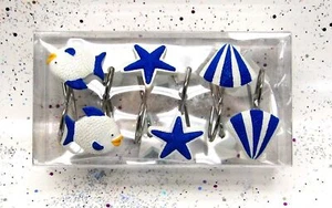 OCEAN BEACH Theme Anti Rust Shower Curtain Hooks - New - 12 Shower Curtain Rings - Picture 1 of 9