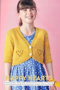 KNITTING PATTERN CHILD CARDIGAN 2-11yrs HEART-MOTIF BUTTONED S-SLEEVE DK SKM M8A - Picture 1 of 1