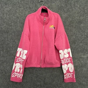 Justice Zip Sport Track Jacket Girl Small Pink Long Sleeves - Picture 1 of 5