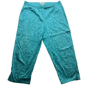 Pantalones capri WORTHINGTON para mujer elásticos azules aguamarina florales algodón talla grande 18W - Imagen 1 de 9