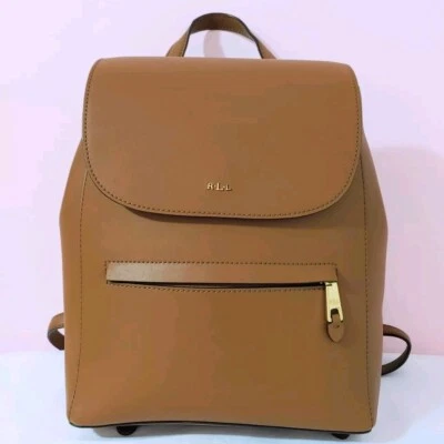 Mochila de cuero marrón claro Lauren Ralph Lauren Dryden Ellen en muy buen estado Foto 1 de 4