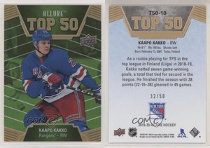 2019-20 Upper Deck Allure Top 50 Green Border /50 Kaapo Kakko #T50-10 Rookie RC