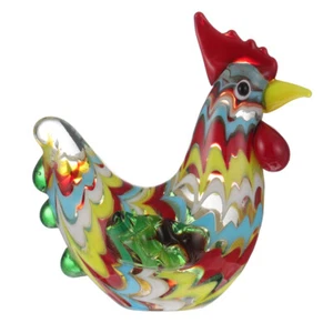 Rooster Sculpture Figurine Hand Blown Glass Chicken Farm Animal Figures Décor - Picture 1 of 12