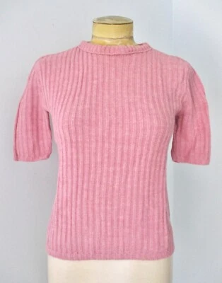 Suéter De Colección Años 60 70 Rosa 100% Orlon Acrílico Coctelera Tejido Manga Corta S/M Foto 1 de 4