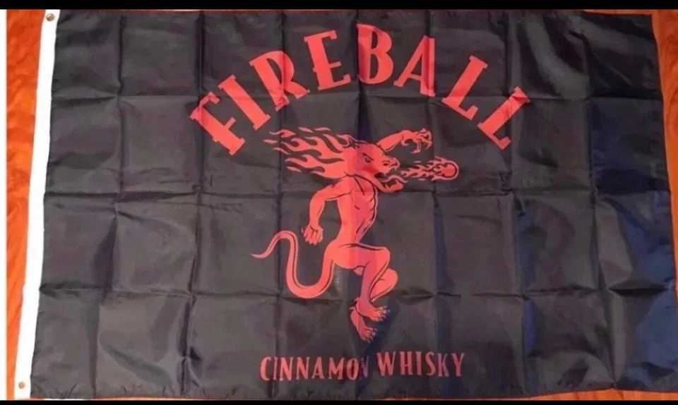 Fireball 3'x5' Flag Banner Cinnamon Whiskey Man Cave Sign Wall Decor Bar Gift - Image 1 of 1