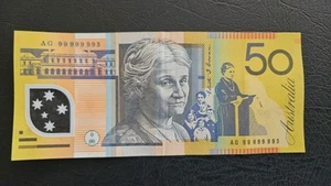 1999 - $50 near Solid Serial Number - RARE- AG99 999993. Only 800, 7 "9"s exist - Picture 1 of 2