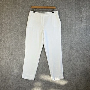 Jaeger Trousers Women Size UK 12 White 100% Linen Regular Tapered Leg - Picture 1 of 12
