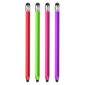 4 Pcs Stylet pour Écrans, Stylet Capacitif 2 en 1, Rouge Rose Violet Vert - Photo 1/7