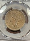 PCGS AU58 1851  BRAIDED HAIR LARGE CENT PERFECT EVEN COLOR
