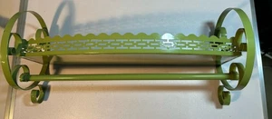 Vintage MCM Metal Mesh Shelf with Towel Bar, Green - Picture 1 of 13