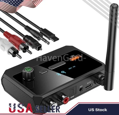 Home Stereo Audio Receiver Bluetooth 5.3 AUX USB Optical HD Music to RCA Adapter - Image 1 of 4