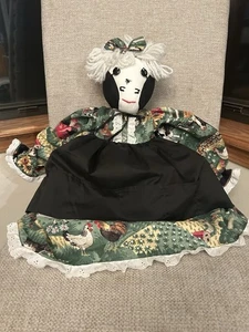 Kuh Stoffpuppe Handarbeit Regal Sitter mit Glocke Landhaus Deko Vintage 90er - Bild 1 von 18