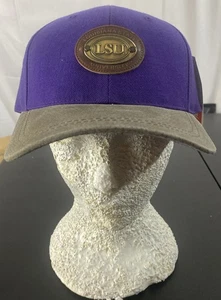 American Needle LSU Golf Cap OSFM NWT Leather / Brass Patch Purple - Picture 1 of 13