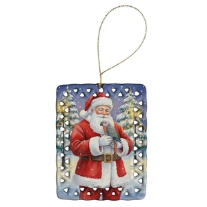 Caroline's Treasures Red Bellied Parrot Santa Claus Porcelain Ornament FNT1214CO - Picture 1 of 3