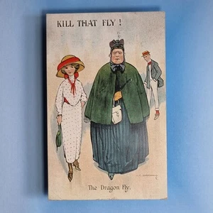 Comic Postcard 1917 H C Earnshaw The Dragon Fly Chaperone Young Girl Fashion - Picture 1 of 2