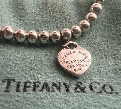 🔴 TIFFANY & CO. Pulsera de Cuentas Plata 925 Vintage Esmalte Corazón Dije Foto 1 de 4