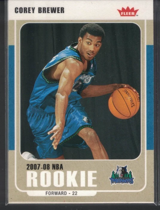 Fleer Corey Brewer RC #204 2007-08 Minnesota Timberwolves Foto 1 de 1