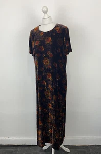 Vintage Laura Ashley Samt Maxikleid braun geblümt Gr. 18 UK Damen - Bild 1 von 10