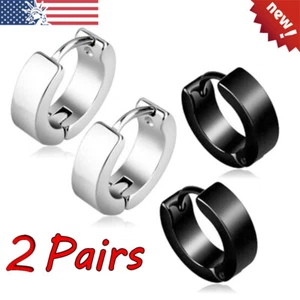Stainless Steel Stud Earrings for Men Women Small Huggie Hoop Earrings Piercing - Picture 1 of 12