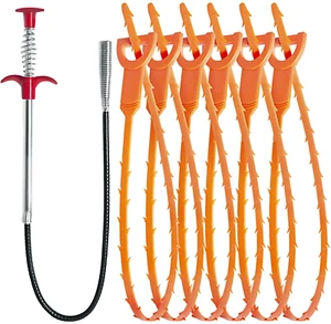 25Inch Hair Drain Clog Remover Tool(6Pcs)24''Drain Cleaner Sticks to Drain Hair - Picture 1 of 8