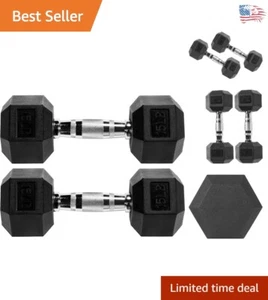 Comfort-Designed 15lb Rubber Encased Dumbbells - Perfect for Any Fitness Level - Picture 1 of 8