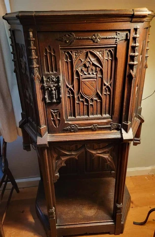 19th CENTURY GOTHIC VESTRY SACRISTY ALTAR APOSTLE'S BIBLE CABINET Cover