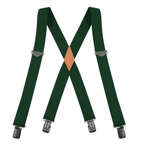 Buyless Fashion Suspenders Men - 48" Adjustable 1 1/4" X Back Black Clips - Picture 1 of 119