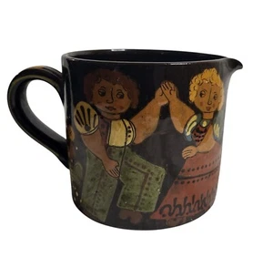 Jarra de cerámica de colección Stahli Steffisburg Suiza arte popular personas y caballos - Imagen 1 de 7