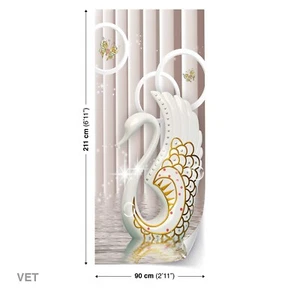 Türtapeten Selbstklebende Wandbild Tür 3D Swan Blumen Luxus 1496 - Bild 1 von 2