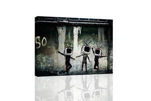 Banksy--People With Television Heads - CANVAS OR PRINT WALL ART - Picture 1 of 2