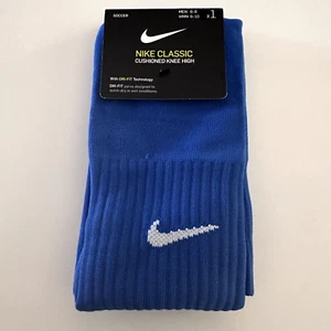 New Nike Classic Cushioned Knee High Soccer Socks Size M (6-8 M/6-10W) Blue - Picture 1 of 3