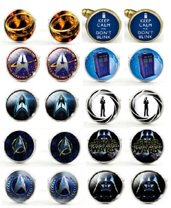 Darth Vader Star Trek Dr Who Tardis Bond OO7 Dress Shirt Cufflinks Free Gift Bag - Picture 1 of 26
