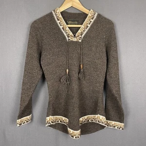 La Perez Tunic Sweater Youth Girls L Brown 100% Alpaca Made in Peru Cozy Soft - Picture 1 of 10