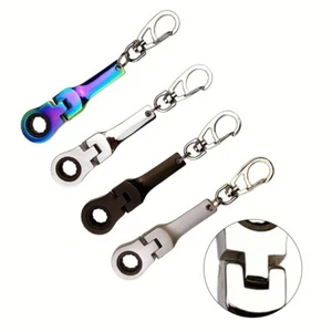 Mini 10mm Ratchet Wrench Keychain Tool 180 Degree Rotation (Mirror Silver) - Picture 1 of 58