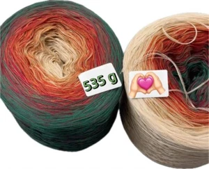 1.18 Lbs Cotton Tencel Sultan Ombre Cake Yarn Green Red Beige 2950 Yards 530g - Picture 1 of 9