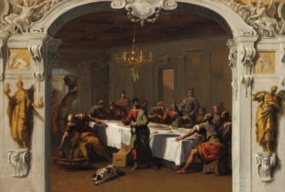 The Last Supper | Sebastiano Ricci | 1714 Baroque Gospel Biblical Print - Image 1 of 4