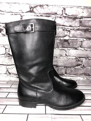 Lauren Ralph Lauren Sorrisa Black Leather Pull On Side Zip Riding Boots Women 6B - Image 1 of 4
