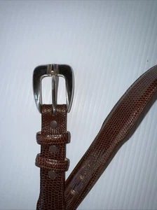 Maida's Belt & Buckles Houston Texas Genuine Lizard Leather Brown Belt SZ 36 - Picture 1 of 6