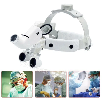 Diadema de faros LED médicos dentales cirugía binocular lupas de aumento 3,5X-R Foto 1 de 4